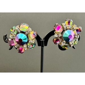 Vintage Castlecliff Clip On Ravioli Watermelon Margarita Earrings